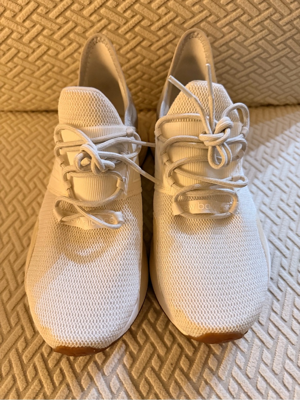 New Balance Women's Off-White Knit Athletic Sneakers